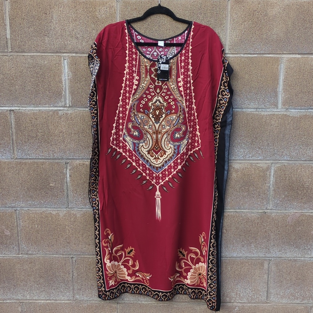 African Dashiki Caftan Midi Dress Boho Loose Printed - Picture 7 of 8